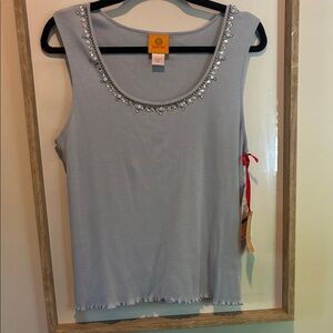 Ruby Rd. Blue Embellished Tank Top